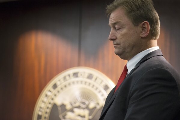 
              Sen. Dean Heller, R-Nev., during a press conference where he announced he will vote no on the proposed GOP healthcare bill at the Grant Sawyer State Office Building on Friday, June 23, 2017 in Las Vegas. (Erik Verduzco/Las Vegas Review-Journal via AP)
            