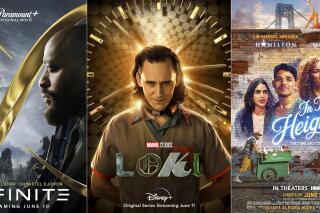 This combination of images shows promotional art for, from left, "Infinite," a film streaming June 10 on Paramount Plus, "Loki," a series streaming June 11 on Disney Plus and "In the Heights," a film both in theaters and streaming on HBO Max, beginning Friday, June 11. (Paramount+/Disney+/HBO Max via AP)