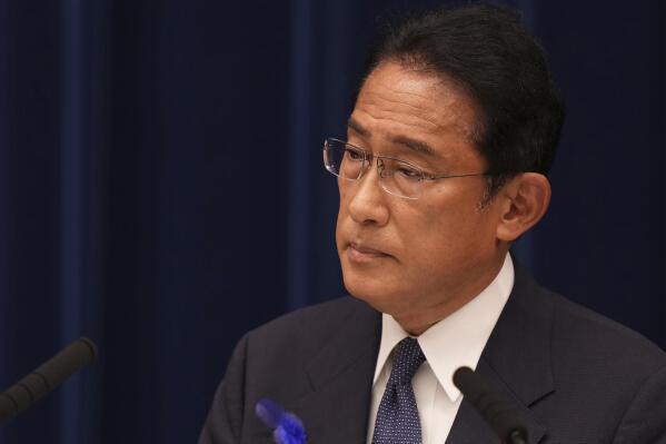 Japan's Prime Minister Fumio Kishida delivers a speech at his official residence in Tokyo Thursday, July 14, 2022. Kishida blamed inadequate police security for the death of former leader Shinzo Abe, who was shot while giving an outdoor campaign speech. (Zhang Xiaoyu/Pool Photo via AP)