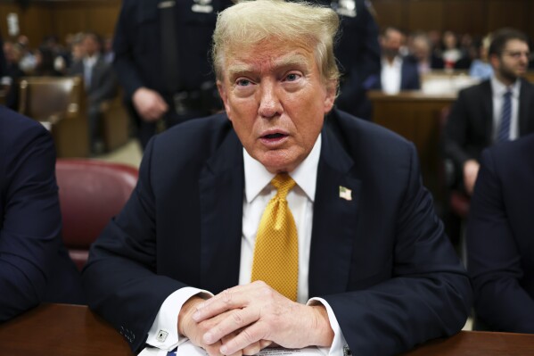 Former President Donald Trump appears at Manhattan criminal court as jurors are expected to begin deliberations in his criminal hush money trial in New York, Wednesday, May 29, 2024. (Charly Triballeau/Pool Photo via AP)