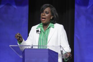 FILE - Mayoral candidate Cherelle Parker takes part in a Democratic primary debate at the WPVI-TV studio in Philadelphia, April 25, 2023. Parker, the Democrat who will almost certainly become Philadelphia's next mayor wants to hire hundreds of additional police officers to walk their beats and get to know residents. She wants to devote resources to recruiting more police and says officers should be able to stop and search pedestrians if they have a legitimate reason to do so. (AP Photo/Matt Rourke, File)