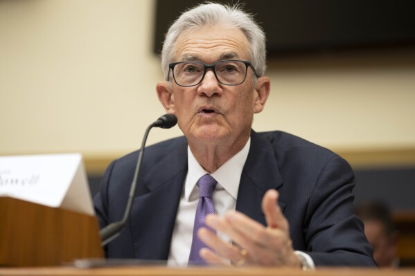 Federal Reserve Board Chair Jerome Powell speaks during his appearance before the House Financial Services Committee on Capitol Hill, Wednesday, March 6, 2024, in Washington. (AP Photo/Mark Schiefelbein)