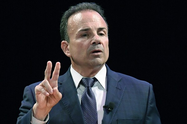 FILE - Democratic candidate for Connecticut governor, Bridgeport, Conn., Mayor Joe Ganim speaks during a gubernatorial debate, July 12, 2018, in New Haven, Conn. The mayor of Connecticut's largest city denied under oath Tuesday, Oct. 17, 2023, ever discussing absentee ballots with a campaign volunteer who resembles a woman seen on surveillance video stuffing papers into a drop box multiple times ahead of the mayoral primary. (AP Photo/Jessica Hill, File)