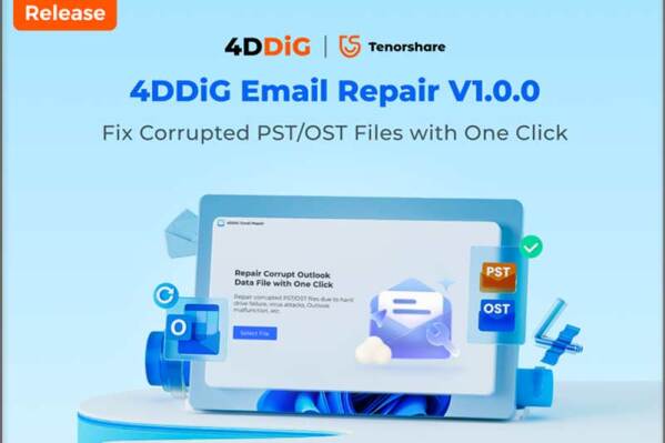 NEW YORK, N.Y., March 21, 2024 (SEND2PRESS NEWSWIRE) -- 4DDiG, a leading software solutions provider (and unit of Tenorshare), is thrilled to announce the release of its latest software, 4DDiG Email Repair v1.0.0. This user-friendly tool is desgined to scan and repair corrupted PST or OST files in Outlook. Moreover, it also helps Windows users resolve many common Outlook issues, such as difficulties accessing your mailbox or encountering Outlook error messages.