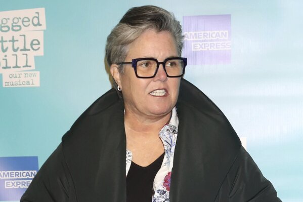 FILE - This Dec. 5, 2019 file photo shows Rosie O'Donnell at the "Jagged Little Pill" Broadway opening night in New York. O’Donnell is reviving her old daytime talk show for one time only and her guest list is impressive. A who’s-who of Broadway, including Matthew Broderick and Sarah Jessica Parker, Neil Patrick Harris, Morgan Freeman, Gloria Estefan and Barry Manilow, plan to join O’Donnell on Sunday, March 22, for a live streaming fundraiser for The Actors Fund. (Photo by Greg Allen/Invision/AP, File)