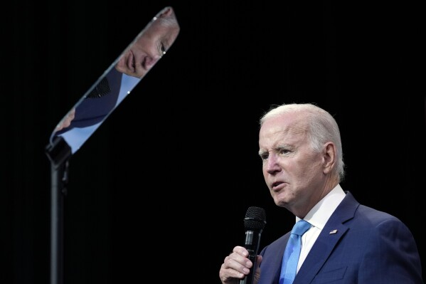 FILE - President Joe Biden speaks at the National Safer Communities Summit at the University of Hartford in West Hartford, Conn., Friday, June 16, 2023. (AP Photo/Susan Walsh, File)