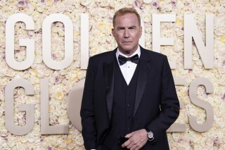 FILE - Kevin Costner arrives at the 81st Golden Globe Awards on Jan. 7, 2024, at the Beverly Hilton in Beverly Hills, Calif. Kevin Costner’s multi-episode epic “Horizon, An American Saga” will premiere at the Cannes Film Festival next month, festival organizers announced Monday. (Photo by Jordan Strauss/Invision/AP, File)