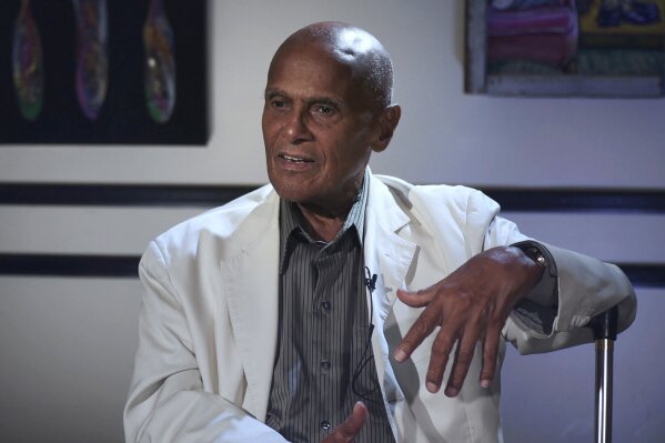 This image released by Peacock shows Harry Belafonte in a scene from the documentary "The Sit-In," about a week in 1968 when Belafonte filled in as host of "The Tonight Show." The film airs Friday. (Big Beach/Peacock via AP)
