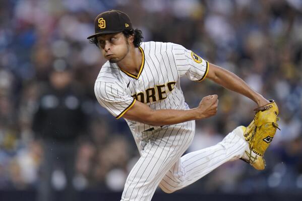 Yu Darvish of the San Diego Padres warms up during spring training