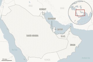Αυτός είναι ένας χάρτης εντοπισμού για τα κράτη μέλη του Συμβουλίου Συνεργασίας του Κόλπου: Σαουδική Αραβία, Μπαχρέιν, Κατάρ, Ομάν, Κουβέιτ και Ηνωμένα Αραβικά Εμιράτα. (Φωτογραφία AP)