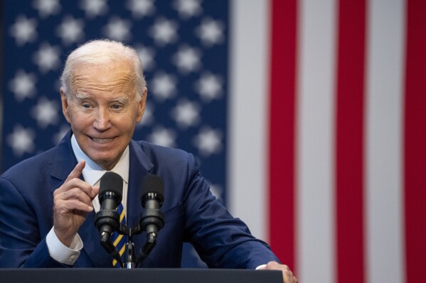 President Joe Biden speaks about the economy at Prince George's Community College, Center for the Performing Arts, Thursday, Sept. 14, 2023, in Largo, Md. (AP Photo/Alex Brandon)