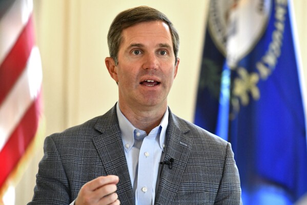 Kentucky Gov. Andy Beshear speaks about his possible political future during an interview at the Kentucky State Capitol in Frankfort, Ky., Monday, July 22, 2024. (ĢӰԺ Photo/Timothy D. Easley)