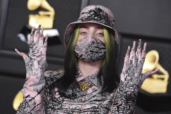 Billie Eilish arrives at the 63rd annual Grammy Awards at the Los Angeles Convention Center on Sunday, March 14, 2021. (Photo by Jordan Strauss/Invision/AP)