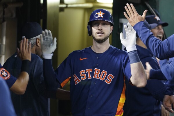 Kyle Tucker hits 3 HRs and drives in 4 runs as the Astros beat the  Athletics 6-4