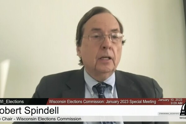 FILE - In this image taken from video from the WisconsinEye feed, Commissioner Robert Spindell Jr. speaks during a virtual Wisconsin Elections Commission meeting on Tuesday, Jan. 10, 2023. A Wisconsin judge on Friday, Aug. 4, 2023, ordered the state elections commission to release all records it has related to Spindell, one of its Republican members and his role as one of 10 people who posed as fake electors in 2020 for former President Donald Trump. (WisconsinEye via AP, File)