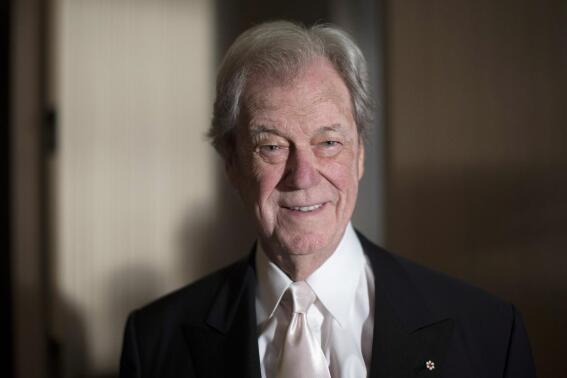 FILE - Gordon Pinsent arrives at a cocktail reception before a gala where he will receive the Stratford Festival Legacy Award, in Toronto on Sept. 26, 2016. Pinsent, an award-winning Canadian actor acclaimed for his performance as a heartbroken husband in the film “Away From Her,” died Saturday, Feb. 25, 2023, at 92. (Chris Young/The Canadian Press via AP, File)