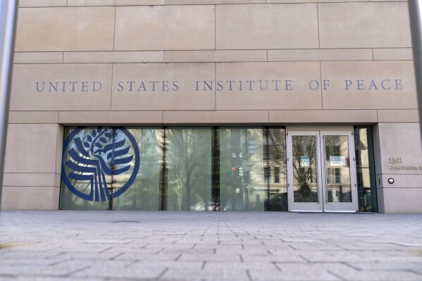The United State Institute of Peace building is seen, Monday, March 17, 2025, in Washington. (AP Photo/Jose Luis Magana)