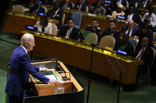 El presidente Joe Biden habla ante la 78va sesión de la Asamblea General de las Naciones Unidas en la sede de la ONU, 19 de septiembre de 2023. (AP Foto/Seth Wenig, Archivo)