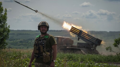 A Ukrainian MSLR BM-21 