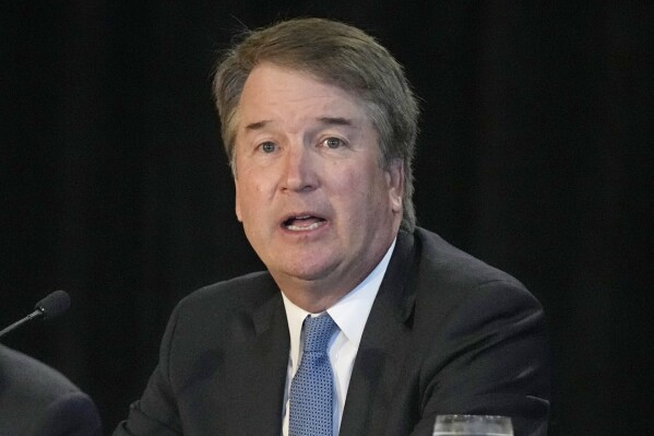 U.S. Supreme Court Justice Brett Kavanaugh speaks at a judicial conference, Thursday, Sept. 7, 2023, in Cleveland. (AP Photo/Sue Ogrocki)