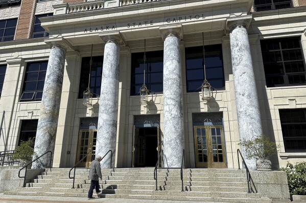 The Alaska State Capitol is shown on Thursday, May 16, 2024, in Juneau, Alaska. The Alaska Legislature ended its regular session early Thursday, with the governor and legislative leaders declaring some successes. (AP Photo/Becky Bohrer)