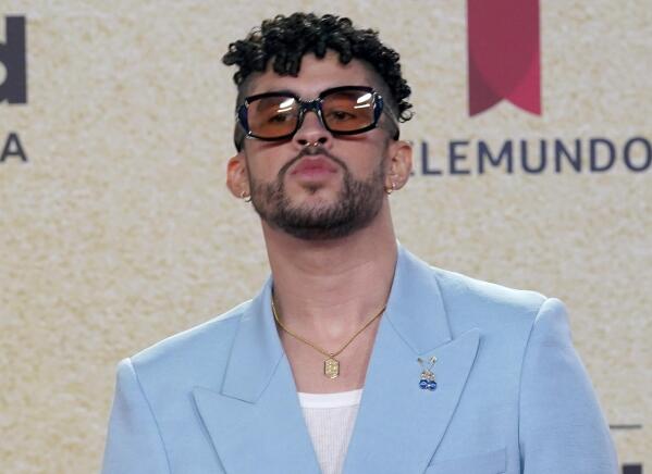 Bad Bunny arrives at the Billboard Latin Music Awards on Thursday, Sept. 23, 2021, at the Watsco Center in Coral Gables, Fla. (AP Photo/Marta Lavandier)