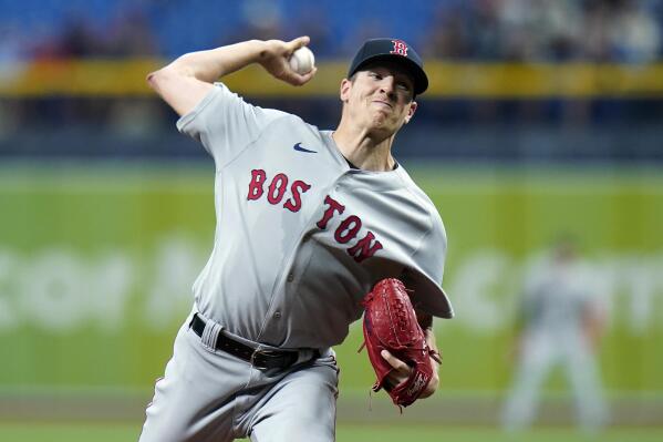 Boston Red Sox's Nick Pivetta pitches to the Tampa Bay Rays during the first inning of a baseball game Monday, Aug. 30, 2021, in St. Petersburg, Fla. (AP Photo/Chris O'Meara)