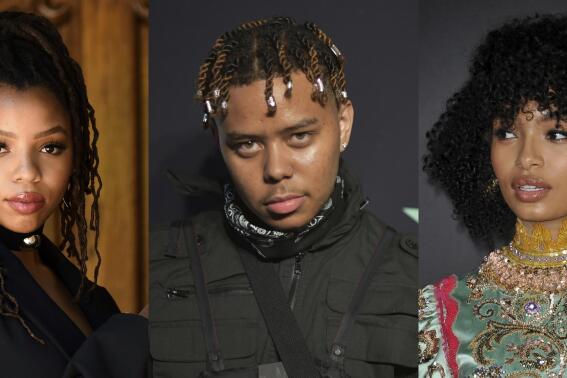 This combination photo shows, from left, Chloe Bailey of the sister duo Chloe x Halle, rapper YBN Cordae and actor and activist Yara Shahidi, who will be featured in a new EP about the Black experience. “Music for the Movement Volume III – Liberated,” out on Friday, is the third volume in Disney’s four-part series of EPs honoring Black lives and social justice under a joint venture between Disney Music Group and The Undefeated, ESPN’s platform for exploring the intersections of race, sports and culture. (AP Photo)