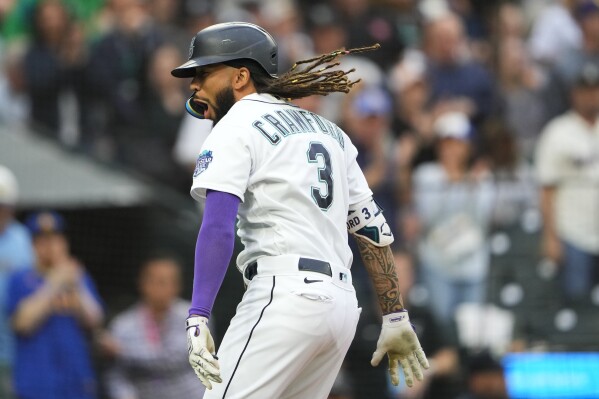 Seattle Mariners' George Kirby looks on during a baseball game against the  Baltimore Orioles, Saturday, Aug. 12, 2023, in Seattle. (AP Photo/Lindsey  Wasson Stock Photo - Alamy