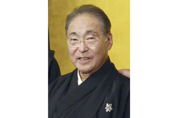 Eno Ichikawa attends a press conference in Tokyo, Japan Sept., 2011. Ichikawa, who revived the spectacular in Japanese Kabuki theater to woo younger and global audiences, has died. He was 83.(Kyodo News via AP)