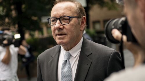 Actor Kevin Spacey leaves Southwark Crown Court, London, Thursday July 13, 2023. Spacey took a dramatic pause in his testimony Thursday and appeared to almost choke up as he recalled the “intimate” and “somewhat sexual” friendship he shared with a man now accusing the actor of violently groping him. He said he was “crushed” when he learned of the allegations. (Aaron Chown/PA via AP)