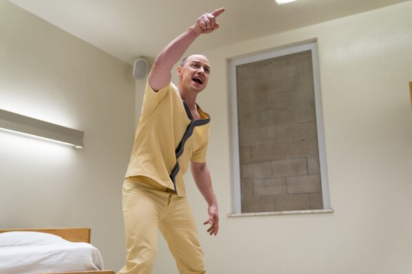 
              This image released by Universal Pictures shows James McAvoy in a scene from M. Night Shyamalan's "Glass." (Jessica Kourkounis/Universal Pictures via AP)
            