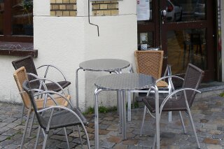 FILE - In this file photo dated Thursday, Oct.8, 2020, empty tables at a cafe terrace in Lille, northern France. The Paris prosecutor’s office on Monday April 5, 2021, announced an investigation into accusations that government ministers and others dined in secret unidentified restaurants in violation of pandemic restrictions. (AP Photo/Michel Spingler, FILE)