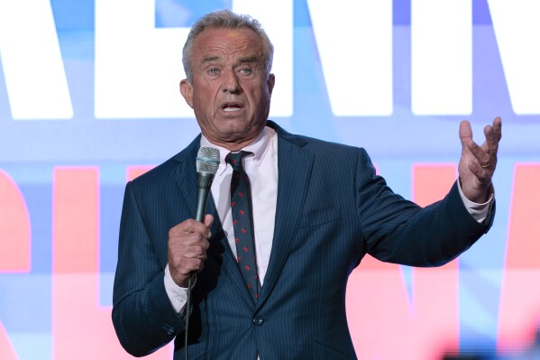 Independent presidential candidate Robert F. Kennedy Jr. speaks during the Libertarian National Convention at the Washington Hilton in Washington, Friday, May 24, 2024. (AP Photo/Jose Luis Magana)