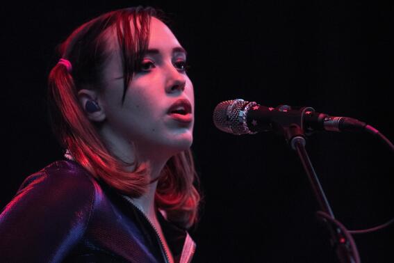 FILE - Sophie Allison, better known by her stage name Soccer Mommy, performs onstage at the 7th annual Shaky Knees Music Festival in Atlanta on May 4, 2019.  Soccer Mommy's latest album, “Sometimes, Forever,” releases this week. (AP Photo/Ron Harris, File)