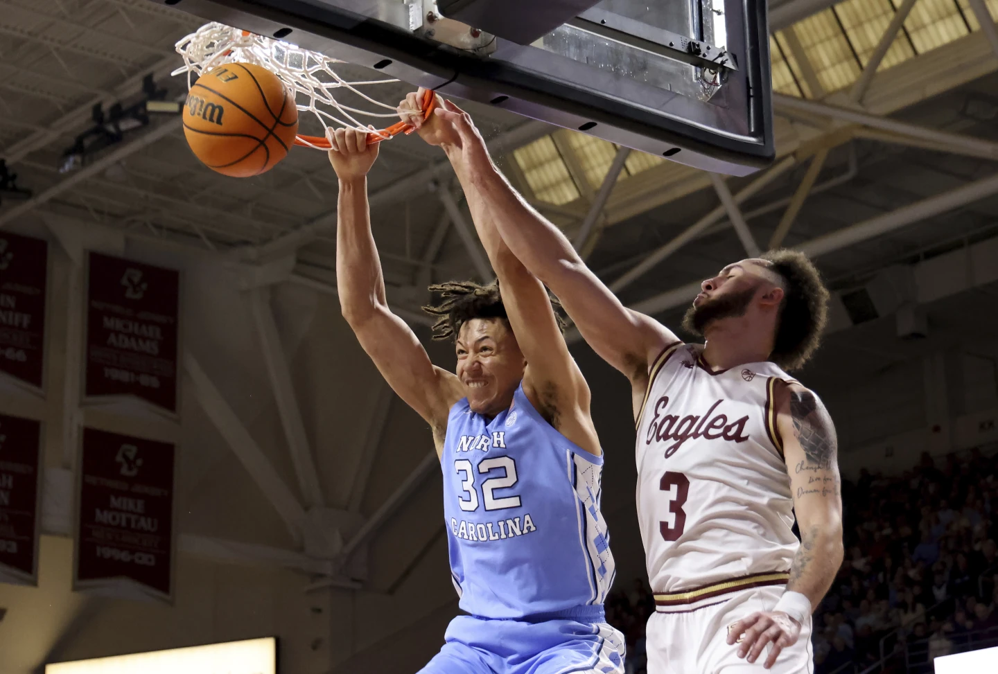 No. 4 Tar Heels beat Boston College 76-66, 8th straight win by double digits