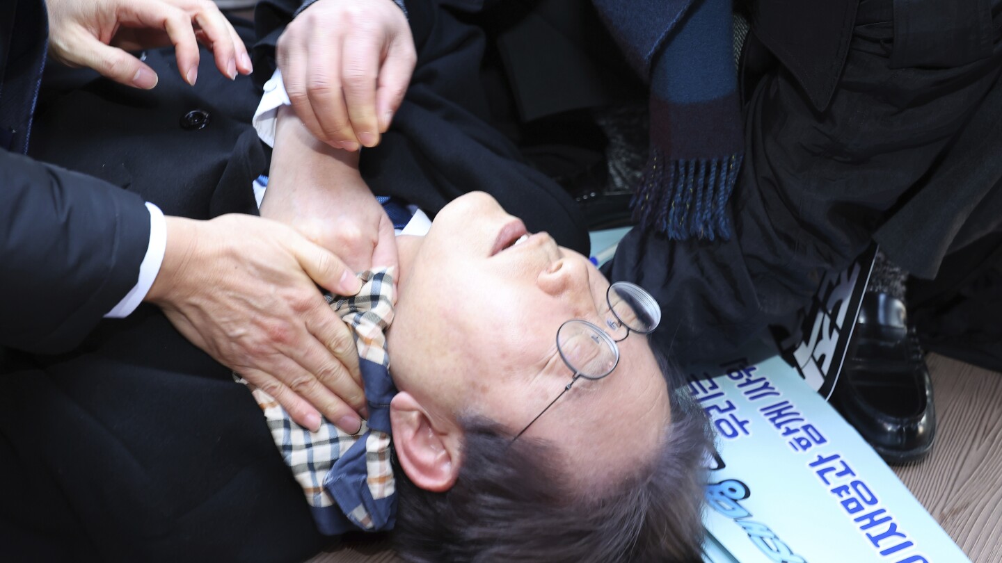 South Korean opposition leader Lee Jae-myung stabbed in the neck in Busan