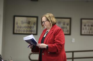 Palmetto State Teachers Association Executive Director Kathy Maness speaks to a South Carolina Senate subcommittee on Wednesday, Feb. 2, 2022, in Columbia, S.C. Maness is also a Republican candidate for education superintendent. (AP Photo/Jeffrey Collins)