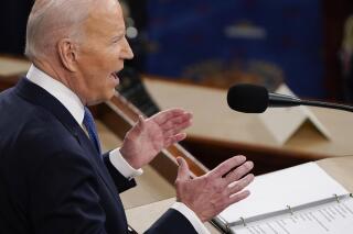 President Joe Biden delivers his first State of the Union address to a joint session of Congress, at the Capitol in Washington, Tuesday, March 1, 2022. (AP Photo/J. Scott Applewhite, Pool)