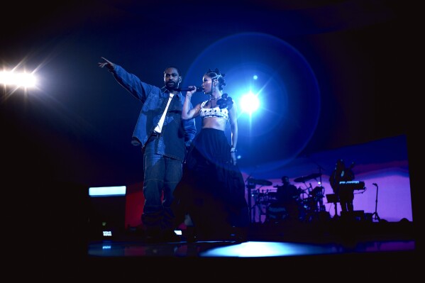 Big Sean and Jhene Aiko perform during the Amazon Music Live Concert Series at East End Studios on Oct. 25, 2024 in Glendale, Calif. (Jesse Lirola via AP)
