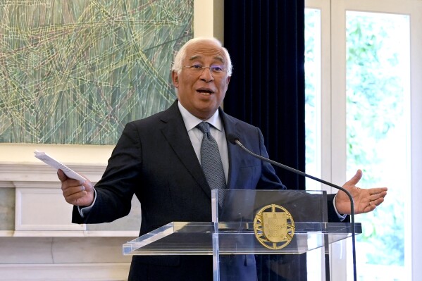 Portuguese Prime Minister Antonio Costa gestures during a news conference in Lisbon, Portugal, Tuesday Nov. 7, 2023. Costa says he is resigning after being involved in a widespread corruption probe. Costa said in a nationally televised address that "in these circumstances, obviously, I have presented my resignation to the president of the republic." Earlier the state prosecutor said police have arrested Costa's chief of staff while raiding several public buildings and other properties as part of a widespread corruption probe. An investigative judge issued arrest warrants for Costa's chief of staff, the mayor of Sines, and three other people. (AP Photo/Ana Brigida)