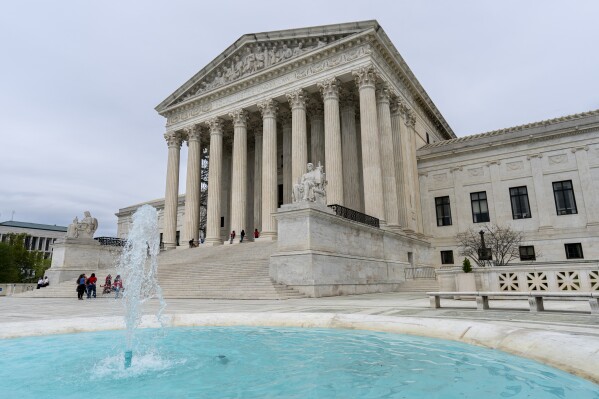 FILE - The Supreme Court is seen on Capitol Hill in Washington, April 14, 2023. (AP Photo/J. Scott Applewhite, File)