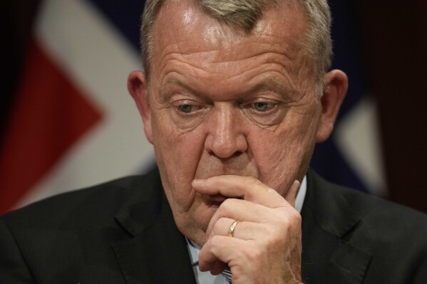 Denmark's Foreign Minister Lars Lokke Rasmussen listens to speakers during a meeting after a ceremony to mark the 25th Anniversary Nordic Embassies in Berlin, Germany, Monday, Oct. 21, 2024. (AP Photo/Ebrahim Noroozi, File)