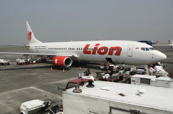 
              FILE - In this May 12, 2012 file photo, a Lion Air passenger jet is parked on the tarmac at Juanda International Airport in Surabaya, Indonesia. Indonesia's Lion Air said Monday, Oct. 29, 2018, it has lost contact with a passenger jet flying from Jakarta to an island off Sumatra. (AP Photo/Trisnadi, File)
            