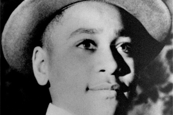 FILE - An undated portrait of Emmett Louis Till, a black 14 year old Chicago boy, whose weighted down body was found in the Tallahatchie River near the Delta community of Money, Mississippi, August 31, 1955. Local residents Roy Bryant, 24, and J.W. Milam, 35, were accused of kidnapping, torturing and murdering Till for allegedly whistling at Bryant's wife. A team searching the basement of a Mississippi courthouse for evidence about the lynching of Black teenager Emmett Till has found the unserved warrant in June 2022 charging a white woman in his kidnapping in 1955, and relatives of the victim want authorities to finally arrest her nearly 70 years later. (APPhoto, File)