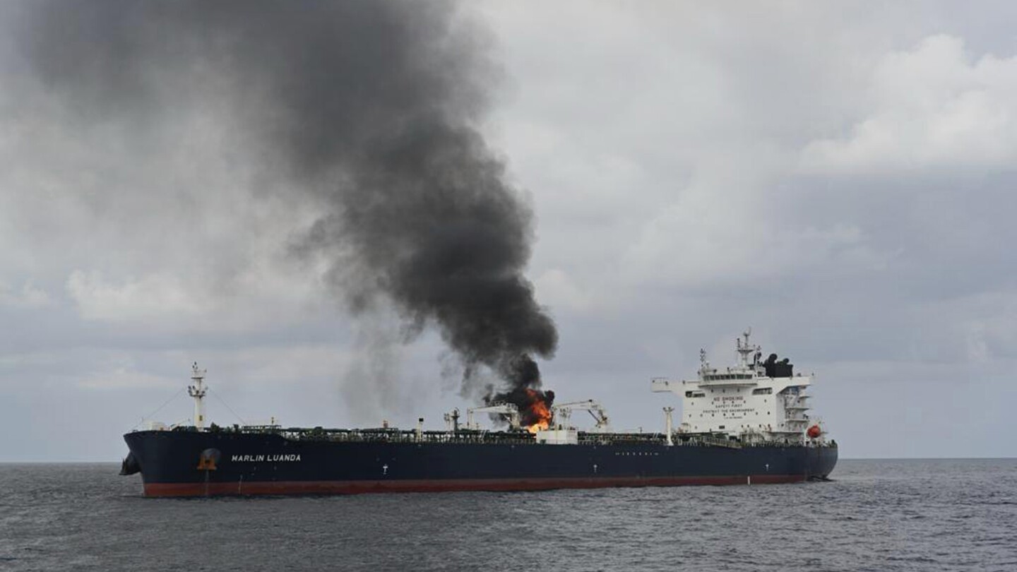 Houthi Rebels Attack Marshall Islands-Flagged Tanker Carrying Russian Naphtha in Gulf of Aden, Complicating Red Sea Crisis Caused by Iranian-Backed Rebel Attacks on Israel's War on Hamas in Gaza Strip and American Ships Under Fire