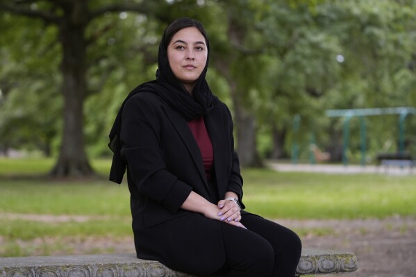 Negina Khalili poses for a portrait near her office in New Orleans, Thursday, May 1, 2025. (AP Photo/Gerald Herbert)