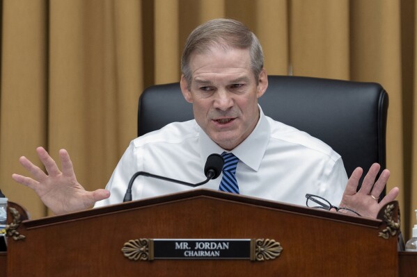Rep. Jim Jordan, R-Ohio, chairman of the House Judiciary Committee, speaks during the House Judiciary Committee markup hearing to hold Attorney General Merrick Garland in contempt of Congress, Thursday, May 16, 2024, on Capitol Hill in Washington. (Ǻ Photo/Jose Luis Magana)