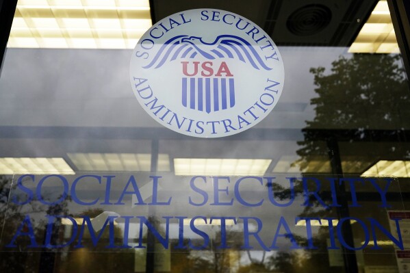 FILE - The U.S. Social Security Administration office is seen in Mount Prospect, Ill., Oct. 12, 2022. About 71 million people including retirees, disabled people and children receive Social Security benefits. (Ǻ Photo/Nam Y. Huh, File)