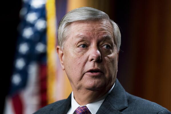Sen. Lindsey Graham, R-S.C., speaks about the United States-Mexico border during a news conference at the Capitol in Washington, Friday, July 30, 2021. (AP Photo/Manuel Balce Ceneta)